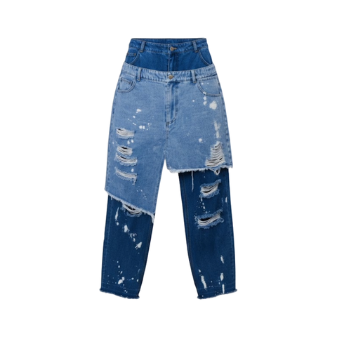 Jeans "Double Waist" Distressed - Urban Style